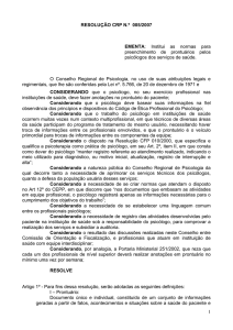 Resolução CRP-08 nº 005/2007 - Conselho Regional de Psicologia