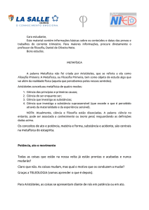 Os conceitos de ato e potência, matéria e forma, substância