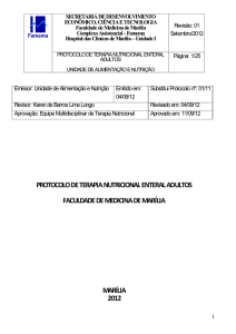 Administração de fórmulas enterais via sondas gástricas/enterais ou