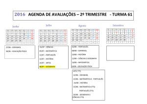 2016 AGENDA DE AVALIAÇÕES – 2º TRIMESTRE