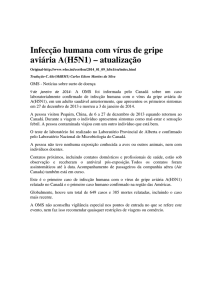 Infecção humana com vírus de gripe aviária A(H5N1) – atualização