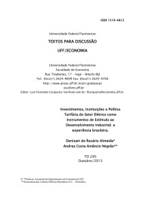 Investimentos, Instituições e Política Tarifária do Setor Elétrico