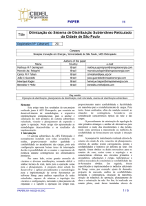 PAPER Title Otimização do Sistema de Distribuição Subterrãneo