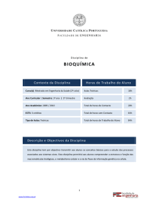 bioquímica - Universidade Católica Portuguesa