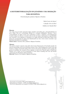 a desterritorialização do judaísmo: uma migração para rondônia