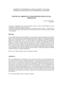 potencial abortivo e teratogênico de plantas medicinais