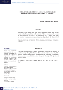 44 Biografia Cadernos da Escola de Comunicação ÉTICA E MORAL