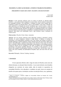 FILOSOFIA NA EDUCAÇÃO BÁSICA: ENSINO E TRADIÇÃO