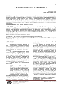 a atua&ccedil;&atilde;o do assistente social em &acirc;mbito hospitalar