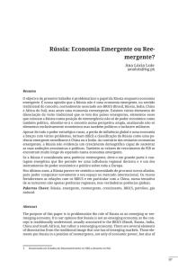 Rússia: Economia Emergente ou Ree- mergente?