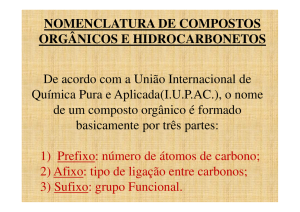 nomenclatura de compostos orgânicos e hidrocarbonetos