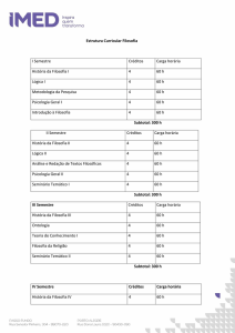 Estrutura Curricular Filosofia I Semestre Créditos Carga