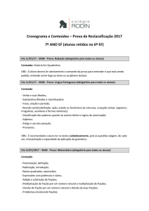 Cronograma e Conteúdos – Prova de Reclassificação 2017 7º ANO