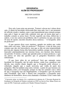 GEOGRAFIA: ALÉM DO PROFESSOR?