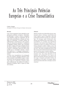 As Três Principais Potências Europeias e a Crise Transatlântica