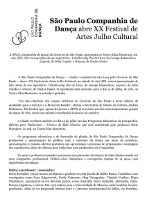 São Paulo Companhia de Dança abre XX Festival de Artes Julho