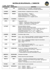 MATÉRIA DE RECUPERAÇÃO – 1º BIMESTRE