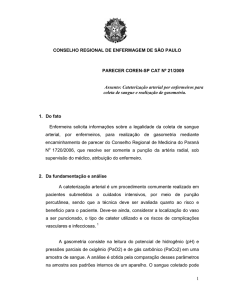 Cateterização arterial por enfermeiros para coleta de - coren-sp