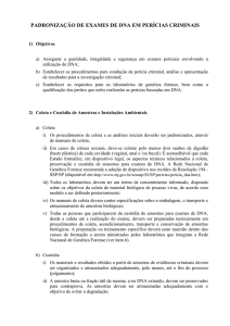 PADRONIZAÇÃO DE EXAMES DE DNA EM PERÍCIAS CRIMINAIS