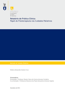 Relatório de Prática Clínica Papel do Fisioterapeuta nos Cuidados