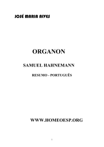 ORGANON DE HAHNEMANN RESUMO