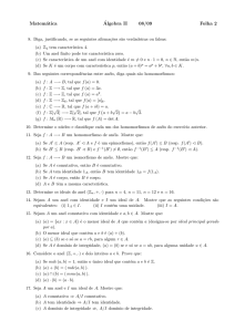 Matemática ´Algebra II 08/09 Folha 2