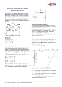 Exercícios sobre Circuitos Elétricos Simples com Gabarito