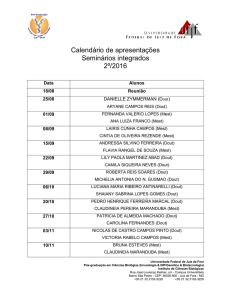 Calendário de apresentações Seminários integrados 2º/2016