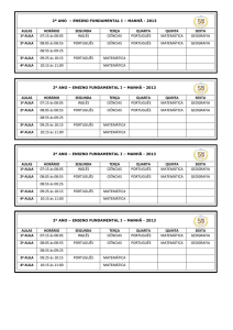 AULAS HORÁRIO SEGUNDA TERÇA QUARTA QUINTA SEXTA 1ª