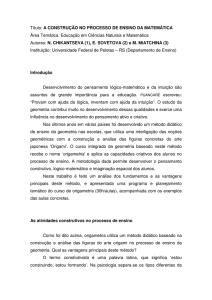 A CONSTRUÇÃO NO PROCESSO DE ENSINO DA MATEMÁTICA