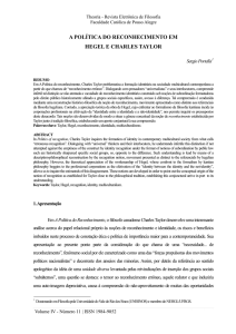 a política do reconhecimento em hegel e charles taylor