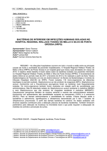 bactérias de interesse em infecções humanas isoladas no hospital
