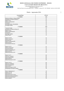 Grade Curricular – Ingressantes 2016 - REGES