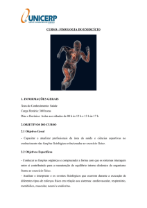 CURSO : FISIOLOGIA DO EXERCÍCIO 1. INFORMAÇÕES