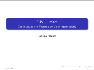 FUV – limites - Continuidade e o Teorema do Valor Intermediário
