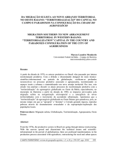 da migração sulista ao novo arranjo territorial no oeste baiano