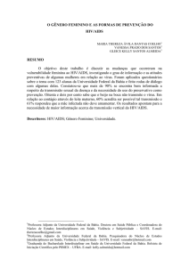 O GÊNERO FEMININO E AS FORMAS DE PREVENÇÃO DO HIV