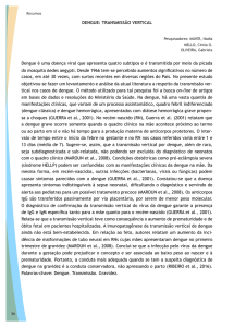 DENGUE: TRANSMISSÃO VERTICAL Dengue é uma doença viral