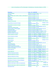 Lista de disciplinas de Pós-Graduação