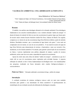 Valoração Ambiental: Uma abordagem Alternativa