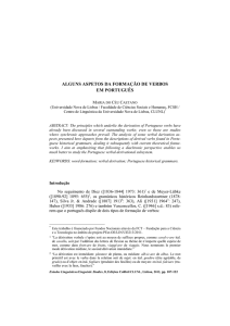 Alguns aspetos da formação de verbos em português