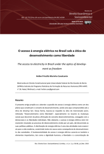 O acesso à energia elétrica no Brasil sob a ótica do