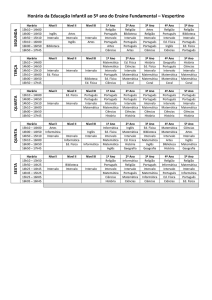 Horário da Educação Infantil ao 5º ano do Ensino Fundamental