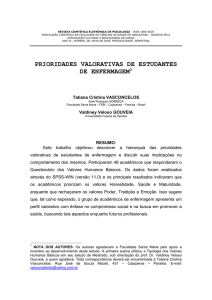PRIORIDADES VALORATIVAS DE ESTUDANTES DE ENFERMAGEM