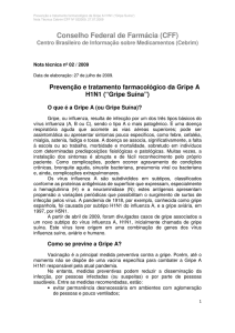 Prevenção e tratamento farmacológico da Gripe A H1N1