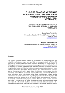 o uso de plantas medicinais por grupos da terceira idade no