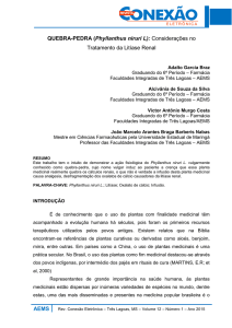 AEMS QUEBRA-PEDRA (Phyllanthus niruri L): Considerações no