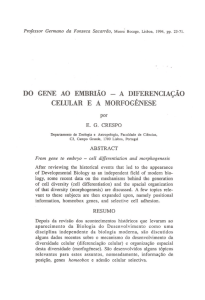 do gene ao embrião - a diferenciação celular e a morfogénese