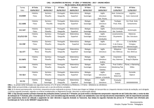 CALENDÁRIO DE PROVAS – 3ª SÉRIE