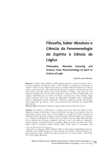 Filosofia, Saber Absoluto e Ciência: da Fenomenologia do Espírito à